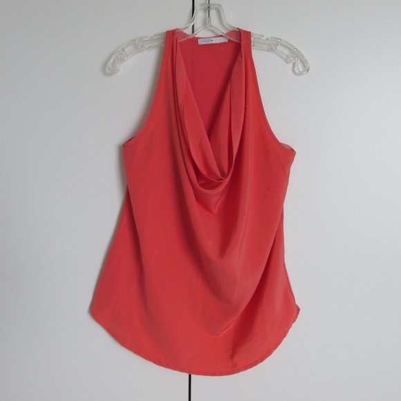 Only Coral Soft Poly/Viscose Cowl/Drapy Sleeveless Tank Top Sz 36 / Sz 6 - Picture 1 of 9